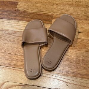 A New Day Women's Brown Slide Sandals
